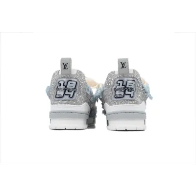 EM Sneakers Louis Vuitton LV Skate Sneaker Horse Hair Gray White Diamond 02