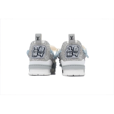 EM Sneakers Louis Vuitton LV Skate Sneaker Horse Hair Gray White Diamond 02