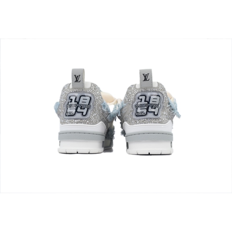 EM Sneakers Louis Vuitton LV Skate Sneaker Horse Hair Gray White Diamond