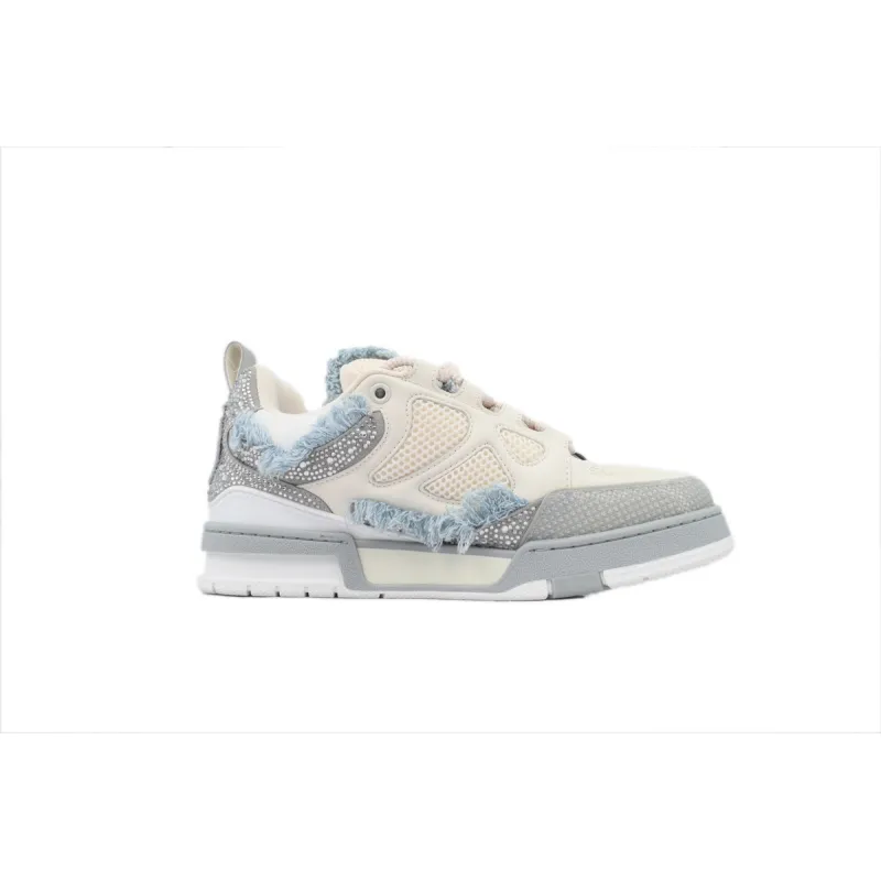 EM Sneakers Louis Vuitton LV Skate Sneaker Horse Hair Gray White Diamond