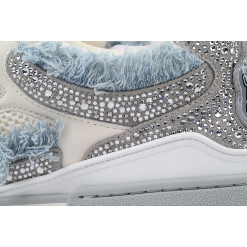 EM Sneakers Louis Vuitton LV Skate Sneaker Horse Hair Gray White Diamond