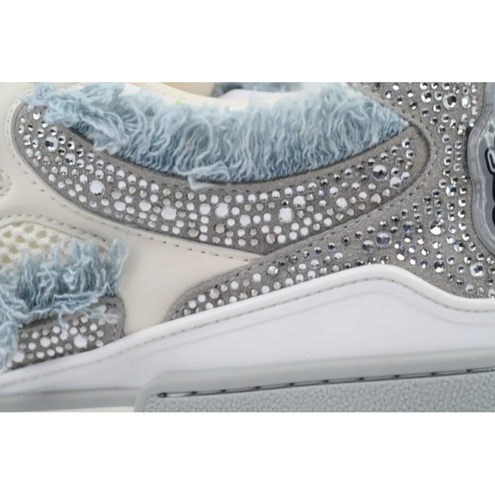 EM Sneakers Louis Vuitton LV Skate Sneaker Horse Hair Gray White Diamond