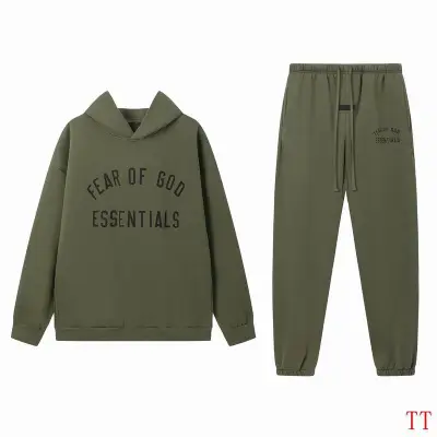 EM Sneakers Fear of God × Essentials Hoodie & Sweatpant Set -20tx09 Dark Green 01