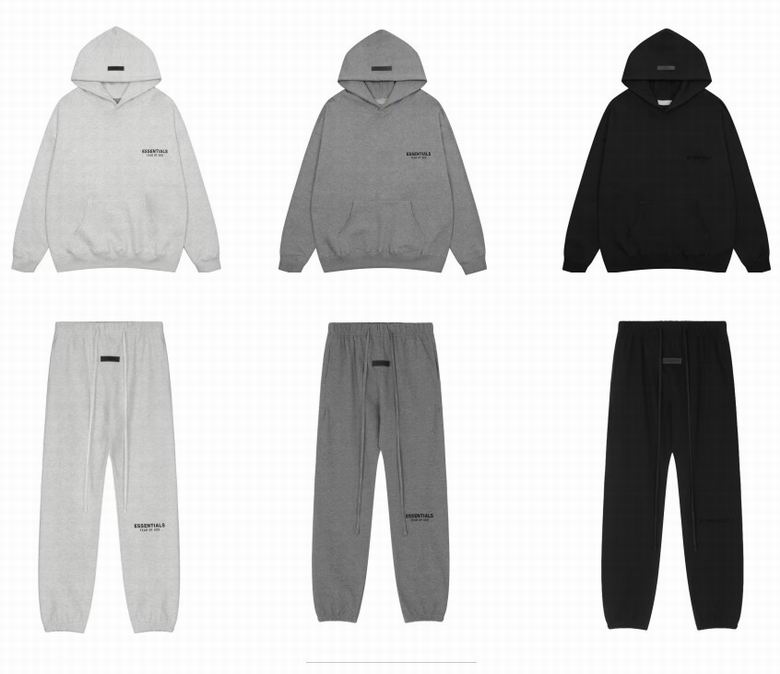 EM Sneakers Fear of God × Essentials Hoodie & Sweatpant Set -3519 White/Black/Gray