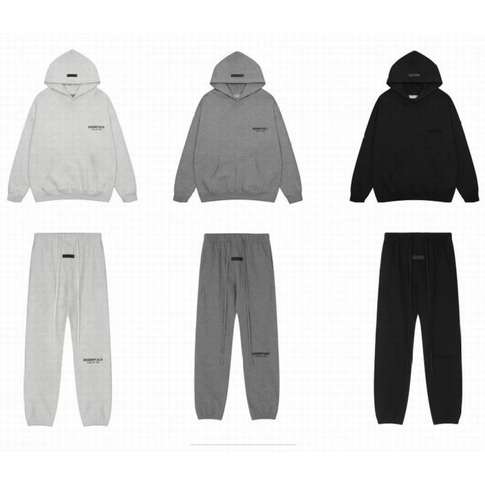 EM Sneakers Fear of God × Essentials Hoodie & Sweatpant Set -3519 White/Black/Gray
