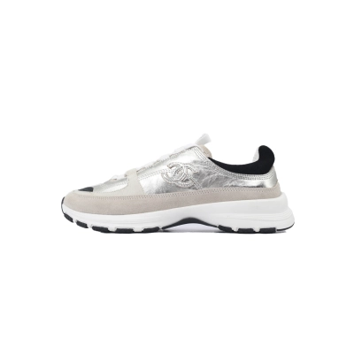 EM Sneakers Chanel Low Top Silver Mesh Cloth 01