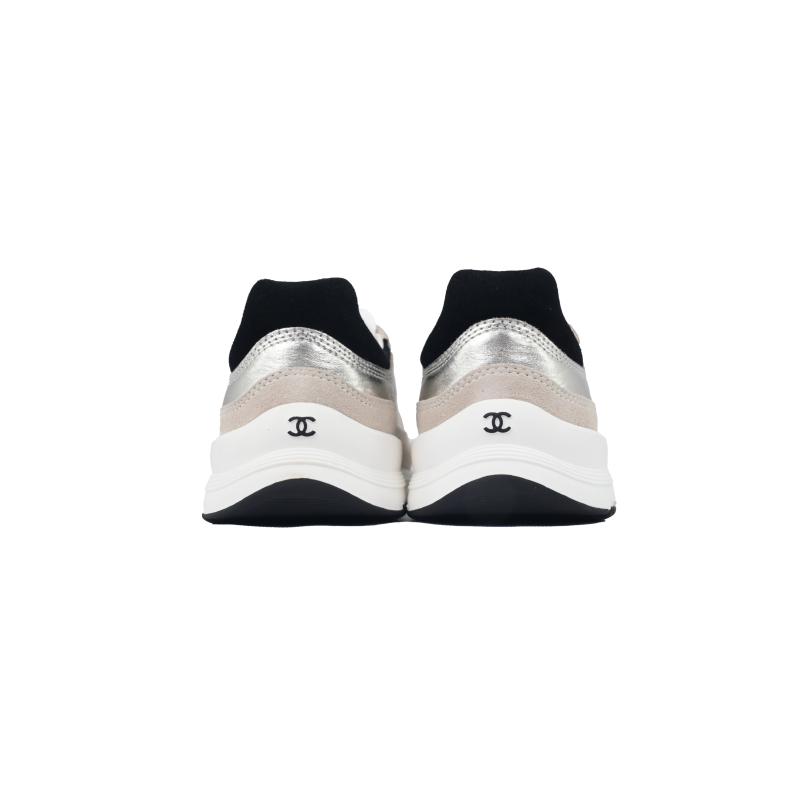 EM Sneakers Chanel Low Top Silver Mesh Cloth