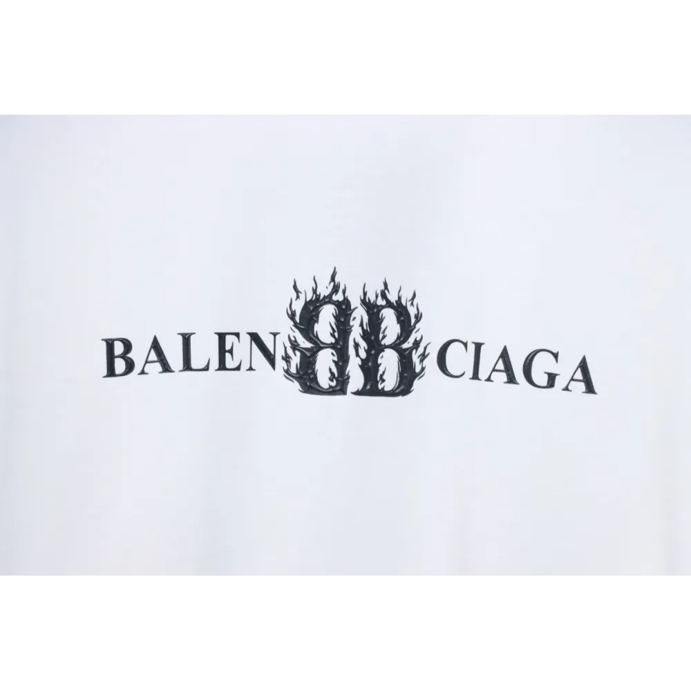 EM Sneakers Balenciaga 25ss Flame Double B Letter Print T-shirt White
