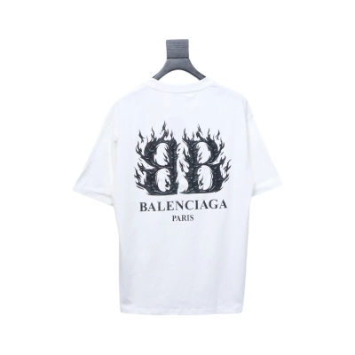 EM Sneakers Balenciaga 25ss Flame Double B Letter Print T-shirt White 02