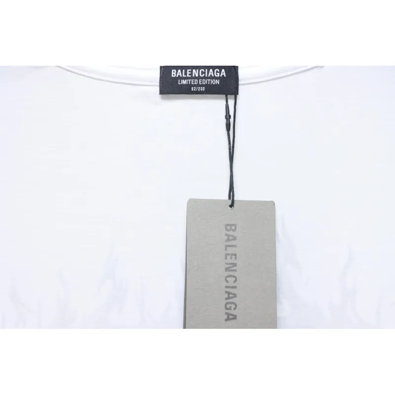 EM Sneakers Balenciaga 25ss Flame Double B Letter Print T-shirt White