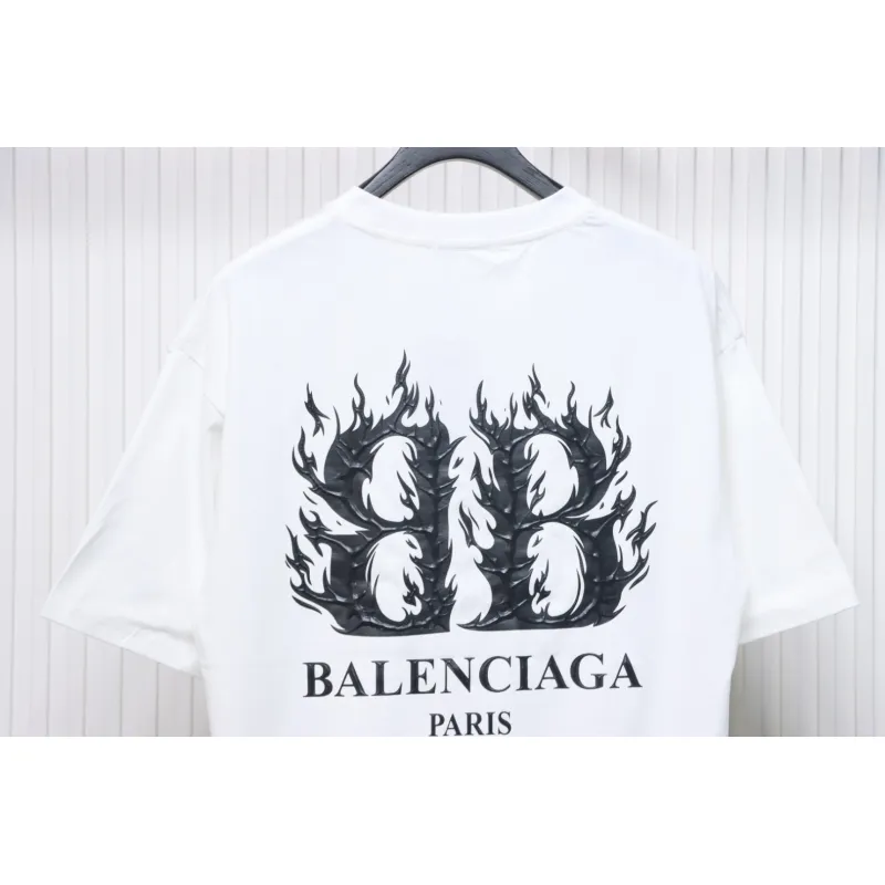 EM Sneakers Balenciaga 25ss Flame Double B Letter Print T-shirt White