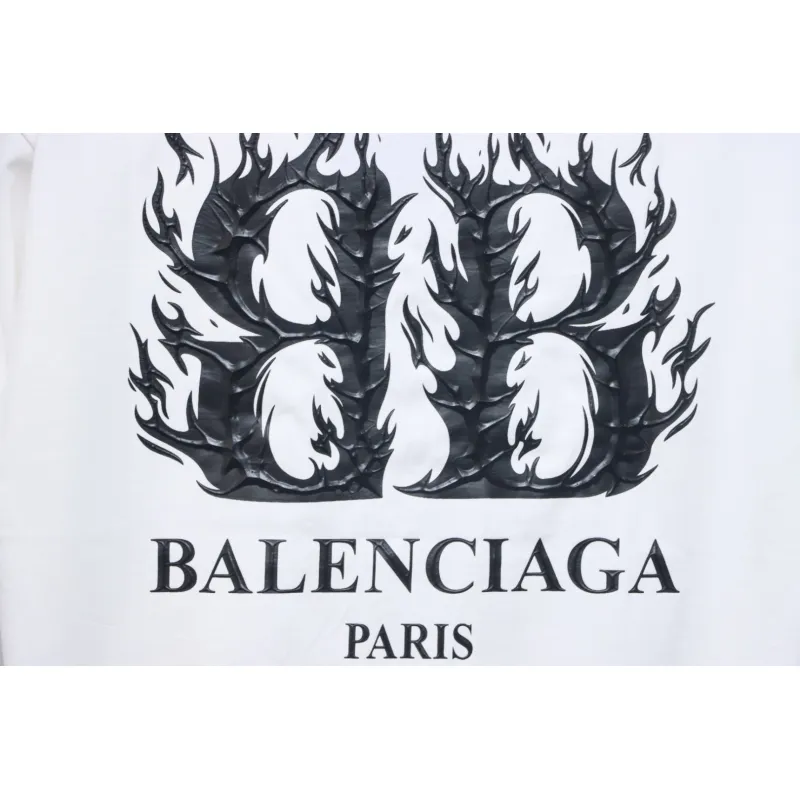 EM Sneakers Balenciaga 25ss Flame Double B Letter Print T-shirt White