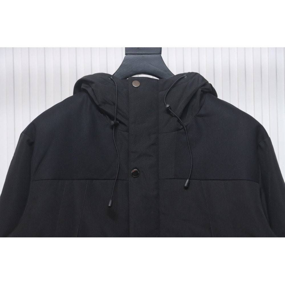 EM Sneakers Stone Island Logo Armband Logo Solid Color Zipper Outdoor Workwear Functional Hooded Down Jacket Black
