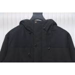 EM Sneakers Stone Island Logo Armband Logo Solid Color Zipper Outdoor Workwear Functional Hooded Down Jacket Black