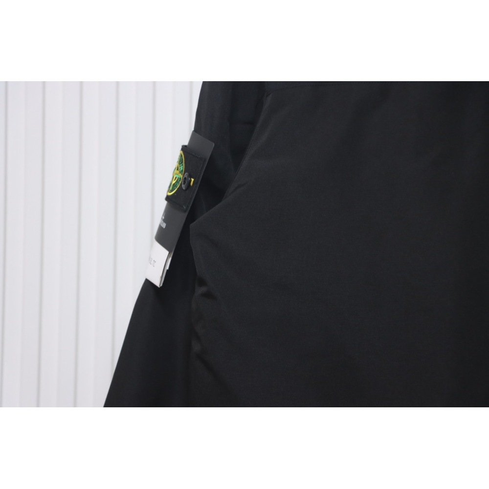 EM Sneakers Stone Island Logo Armband Logo Solid Color Zipper Outdoor Workwear Functional Hooded Down Jacket Black
