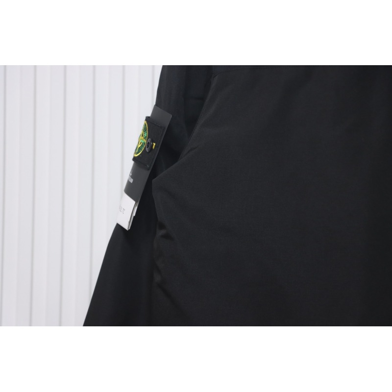 EM Sneakers Stone Island Logo Armband Logo Solid Color Zipper Outdoor Workwear Functional Hooded Down Jacket Black
