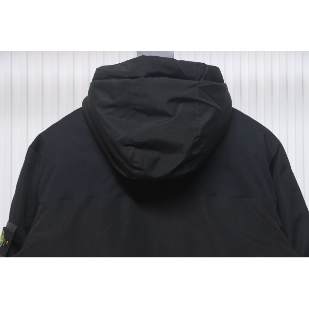 EM Sneakers Stone Island Logo Armband Logo Solid Color Zipper Outdoor Workwear Functional Hooded Down Jacket Black