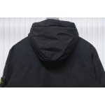 EM Sneakers Stone Island Logo Armband Logo Solid Color Zipper Outdoor Workwear Functional Hooded Down Jacket Black