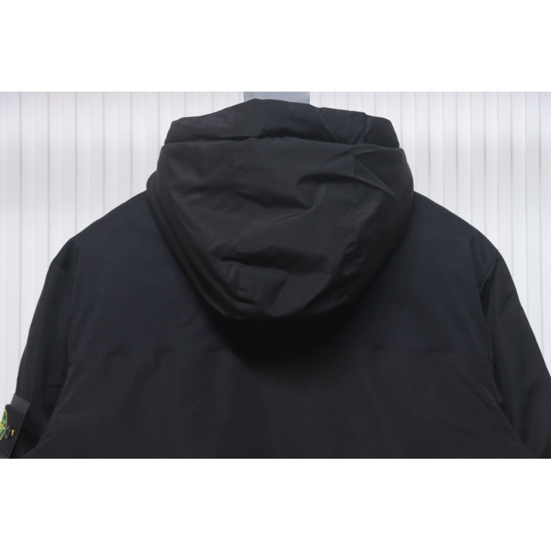 EM Sneakers Stone Island Logo Armband Logo Solid Color Zipper Outdoor Workwear Functional Hooded Down Jacket Black
