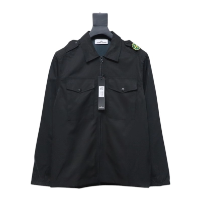 EM Sneakers Stone Island Shoulder Sleeve Badge Shirt Jacket Coat Black 01