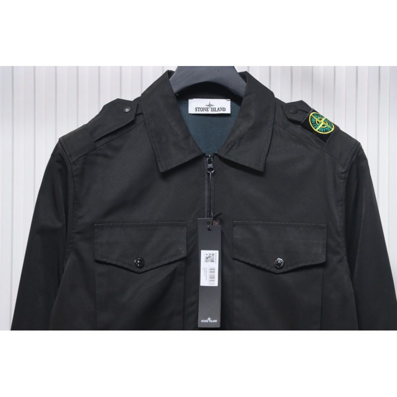 EM Sneakers Stone Island Shoulder Sleeve Badge Shirt Jacket Coat Black