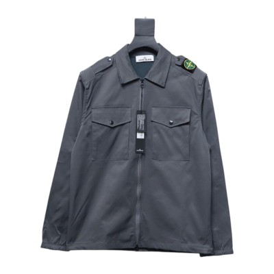 EM Sneakers Stone Island Shoulder Sleeve Badge Shirt Jacket Coat Dark Gray 01