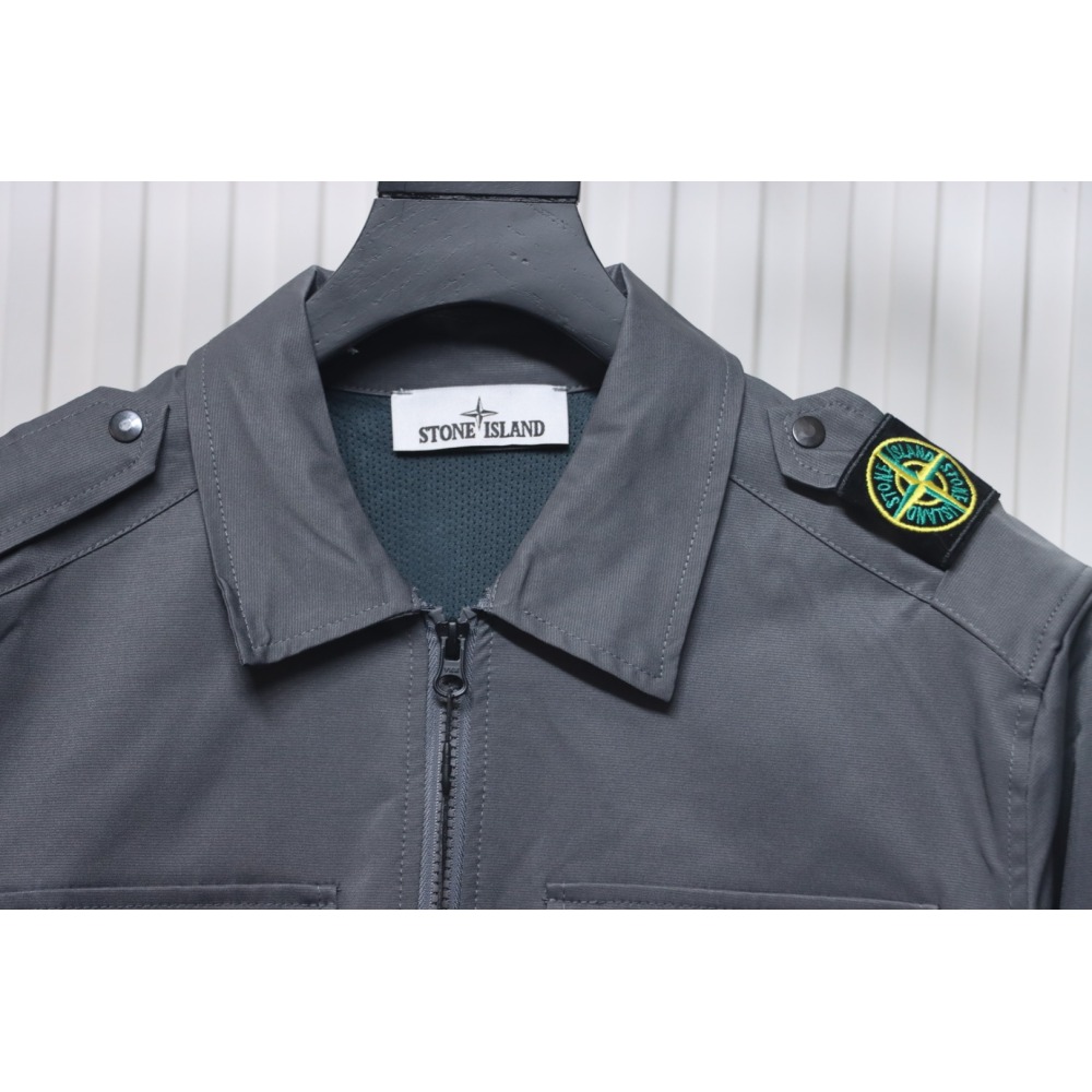 EM Sneakers Stone Island Shoulder Sleeve Badge Shirt Jacket Coat Dark Gray