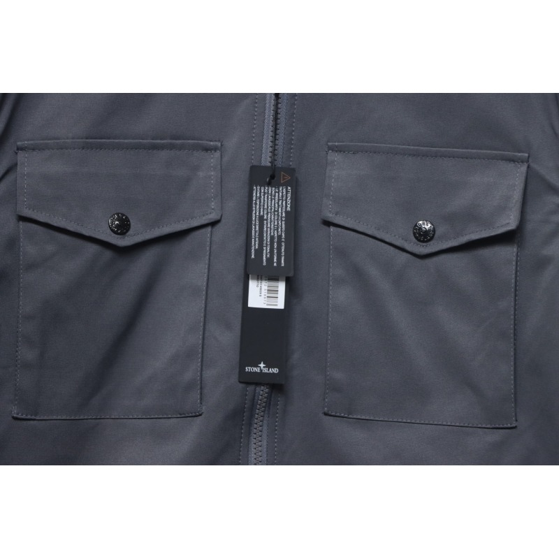 EM Sneakers Stone Island Shoulder Sleeve Badge Shirt Jacket Coat Dark Gray