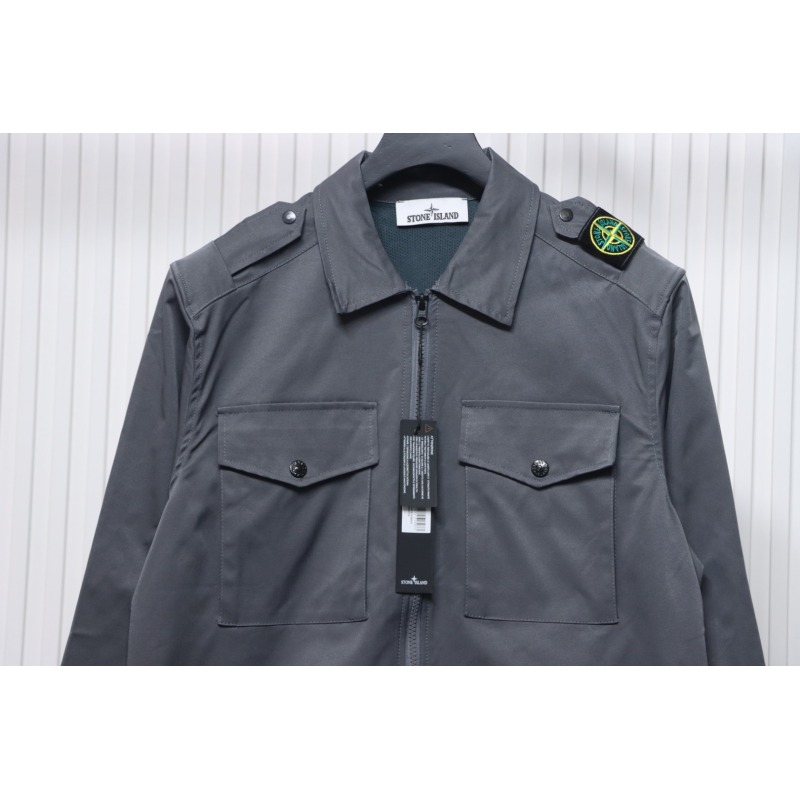 EM Sneakers Stone Island Shoulder Sleeve Badge Shirt Jacket Coat Dark Gray