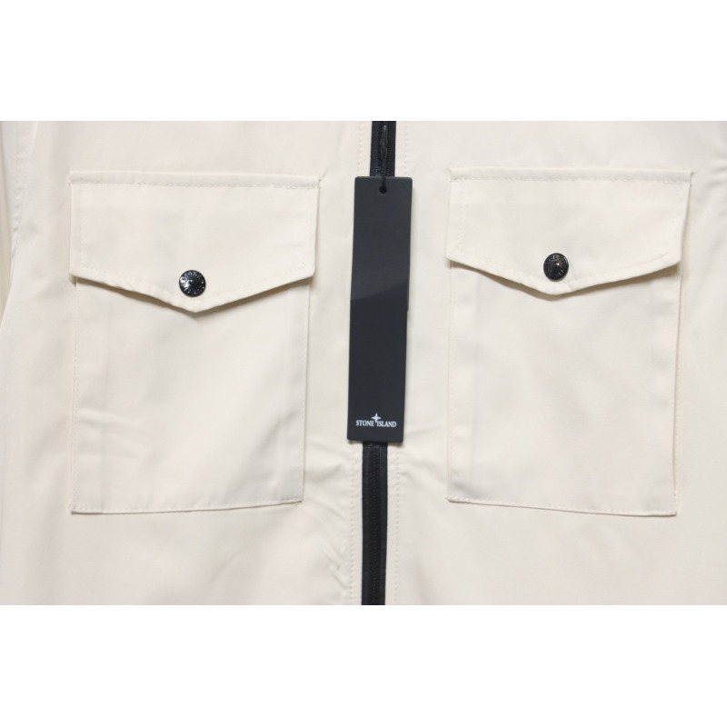 EM Sneakers Stone Island Shoulder Sleeve Badge Shirt Jacket Coat White