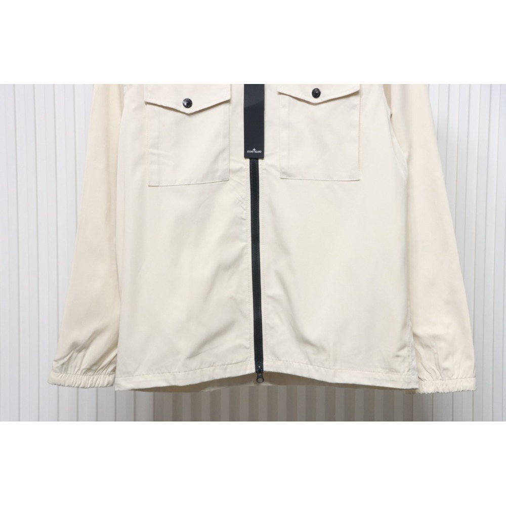 EM Sneakers Stone Island Shoulder Sleeve Badge Shirt Jacket Coat White