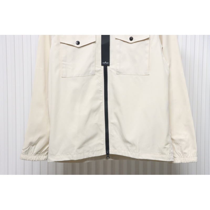 EM Sneakers Stone Island Shoulder Sleeve Badge Shirt Jacket Coat White