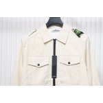 EM Sneakers Stone Island Shoulder Sleeve Badge Shirt Jacket Coat White