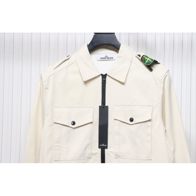 EM Sneakers Stone Island Shoulder Sleeve Badge Shirt Jacket Coat White