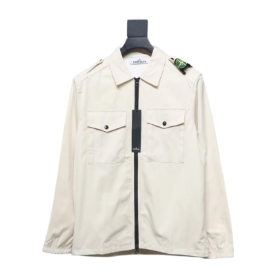 EM Sneakers Stone Island Shoulder Sleeve Badge Shirt Jacket Coat White 01