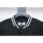 EM Sneakers Stone Island Stitching PU Leather and Cotton Baseball Jacket Black