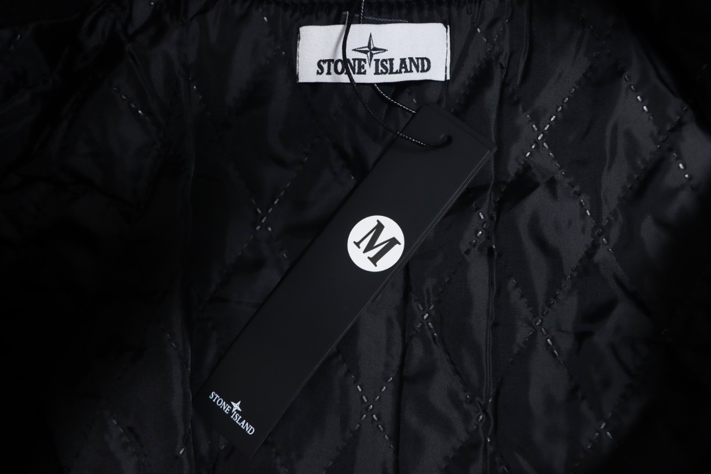 EM Sneakers Stone Island Stitching PU Leather and Cotton Baseball Jacket Black