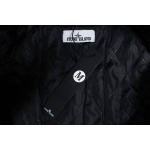 EM Sneakers Stone Island Stitching PU Leather and Cotton Baseball Jacket Black