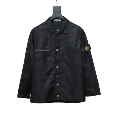 EM Sneakers Stone Island Zipper Pocket Sleeve Shirt Jacket Black 01