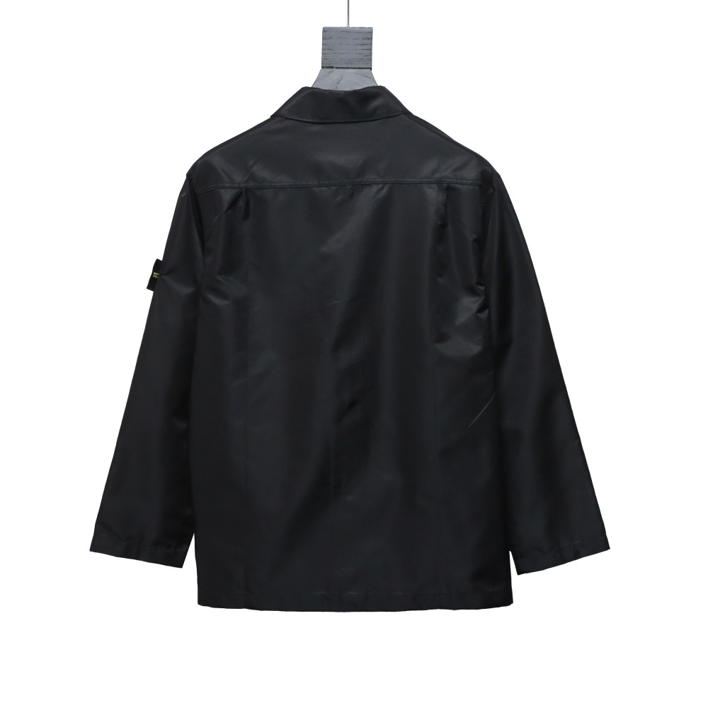 EM Sneakers Stone Island Zipper Pocket Sleeve Shirt Jacket Black