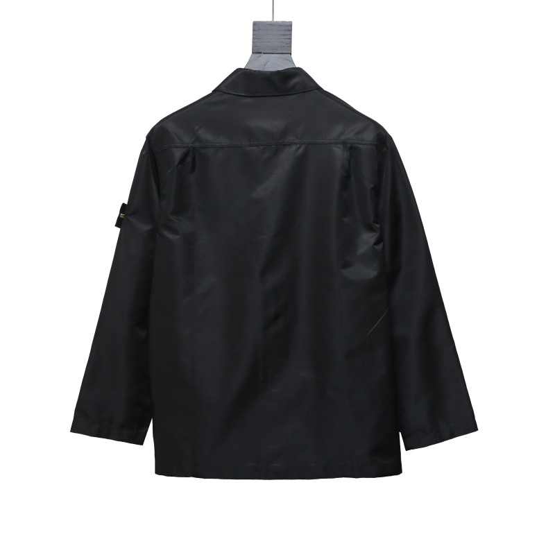 EM Sneakers Stone Island Zipper Pocket Sleeve Shirt Jacket Black