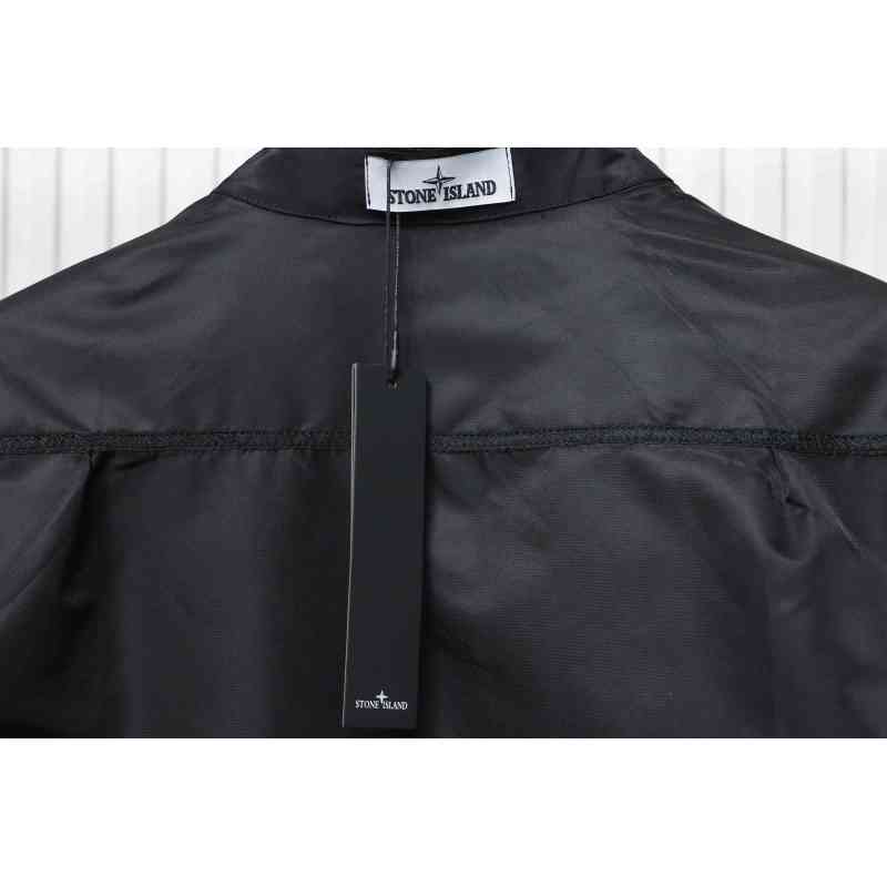 EM Sneakers Stone Island Zipper Pocket Sleeve Shirt Jacket Black