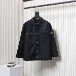 EM Sneakers Stone Island Zipper Pocket Sleeve Shirt Jacket Black