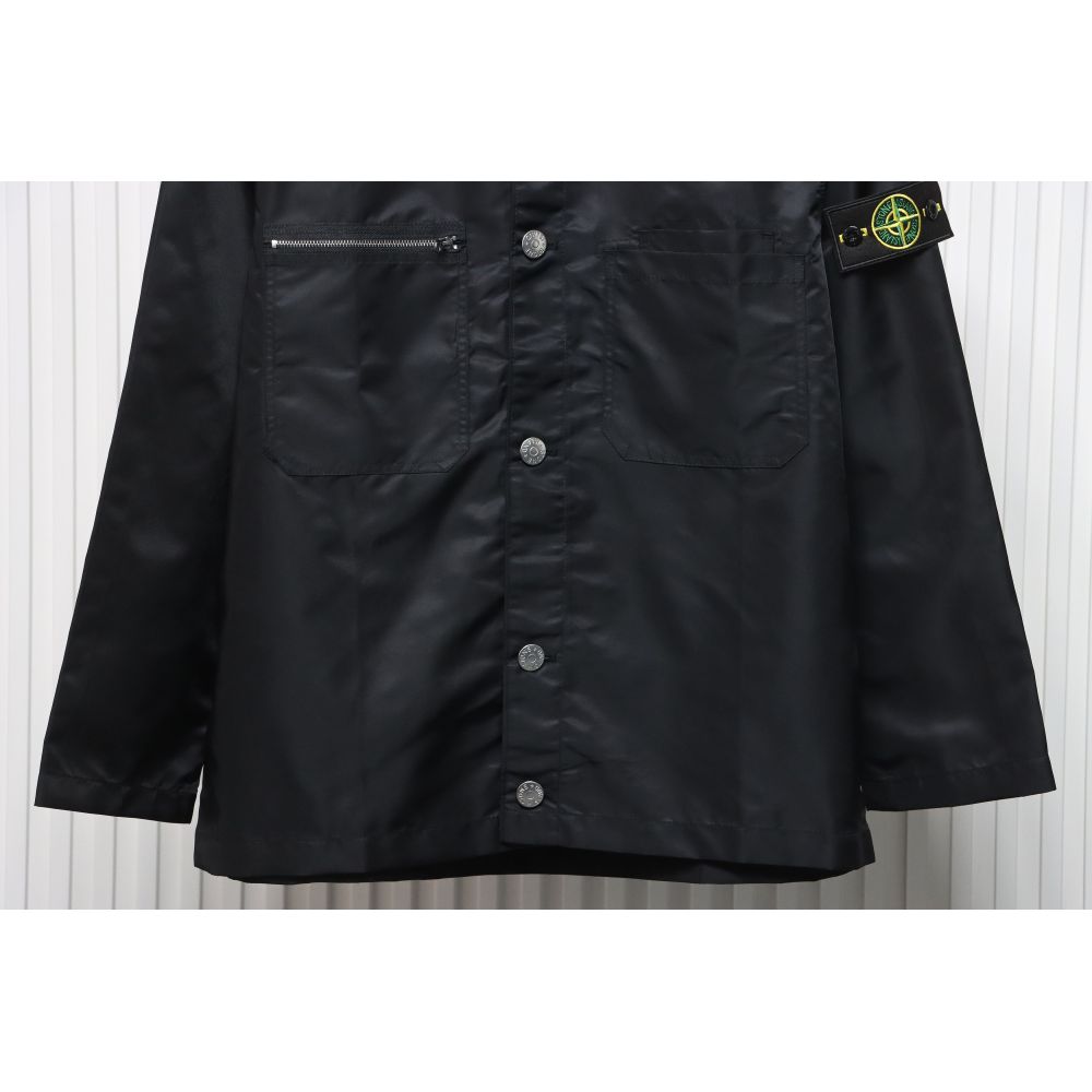 EM Sneakers Stone Island Zipper Pocket Sleeve Shirt Jacket Black