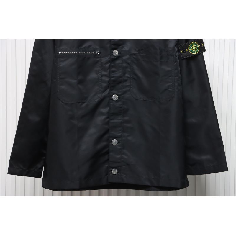 EM Sneakers Stone Island Zipper Pocket Sleeve Shirt Jacket Black