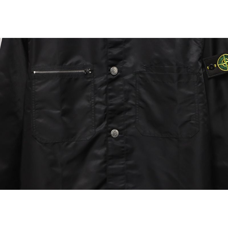 EM Sneakers Stone Island Zipper Pocket Sleeve Shirt Jacket Black
