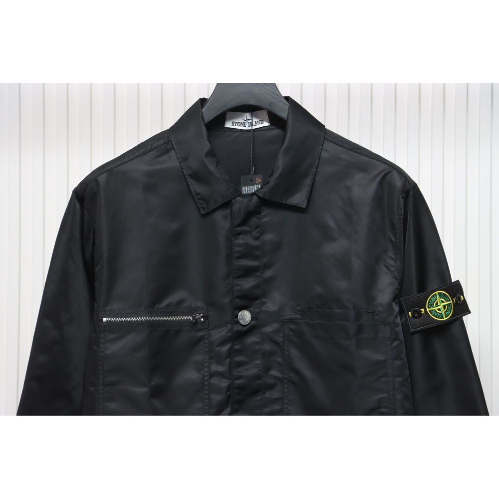 EM Sneakers Stone Island Zipper Pocket Sleeve Shirt Jacket Black