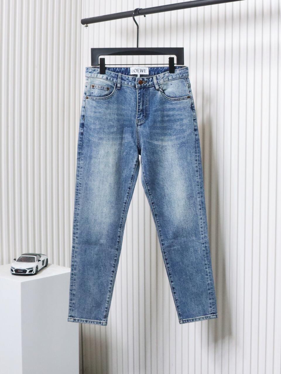 EM Sneakers Loewe Back Flame Embroidered Logo Jean Blue