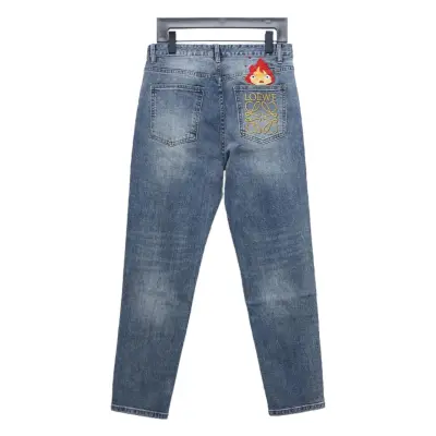 EM Sneakers Loewe Back Flame Embroidered Logo Jean Blue 02