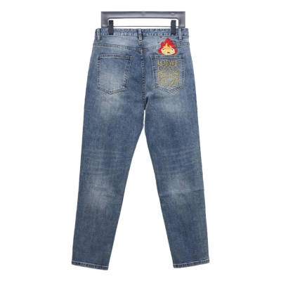 EM Sneakers Loewe Back Flame Embroidered Logo Jean Blue 02